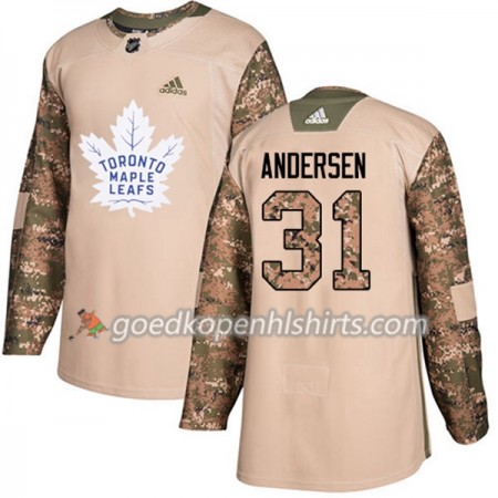 Toronto Maple Leafs Frederik Andersen 31 Adidas 2017-2018 Camo Veterans Day Practice Authentic Shirt - Mannen